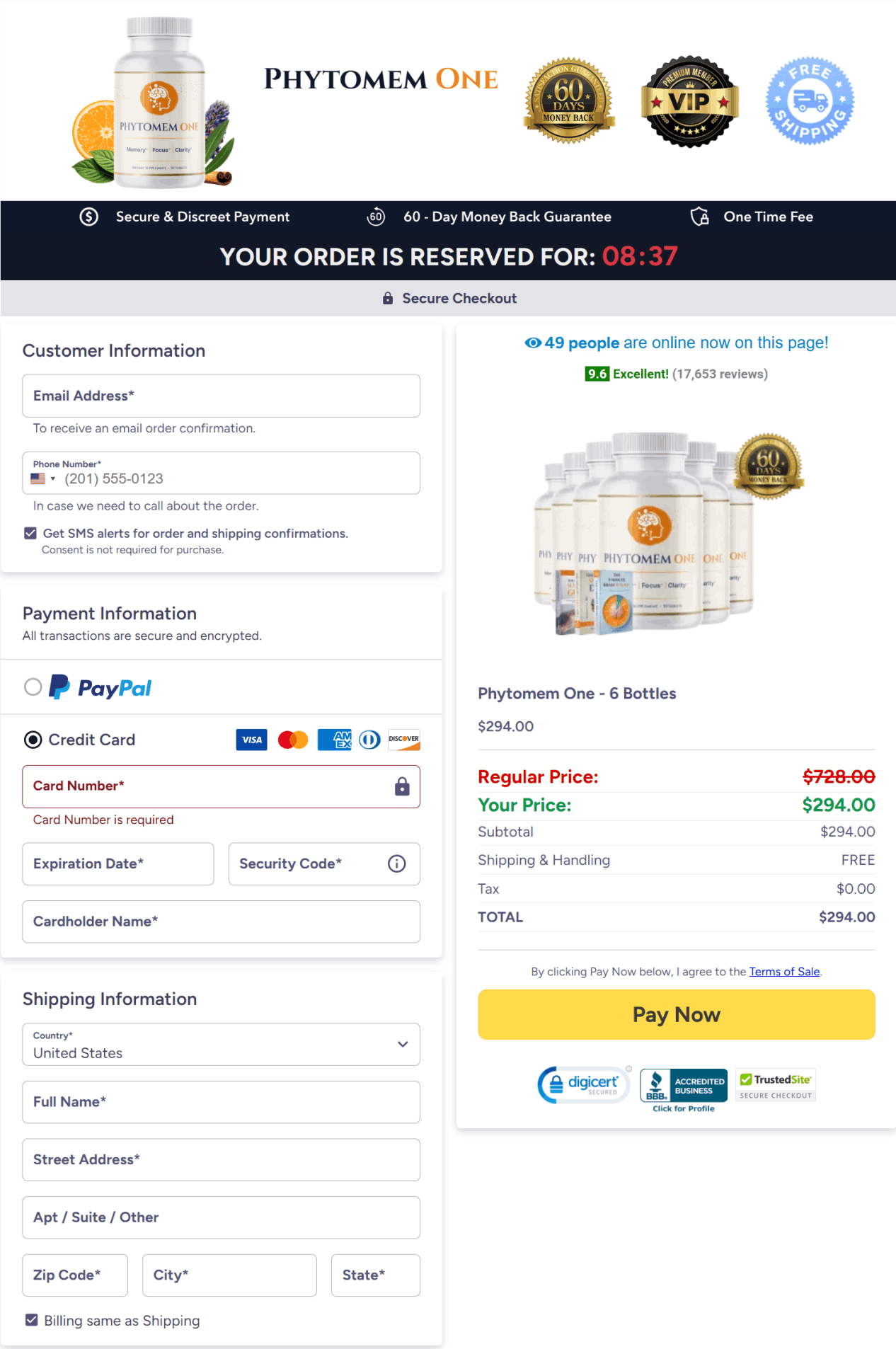 Phytomem One secure checkout